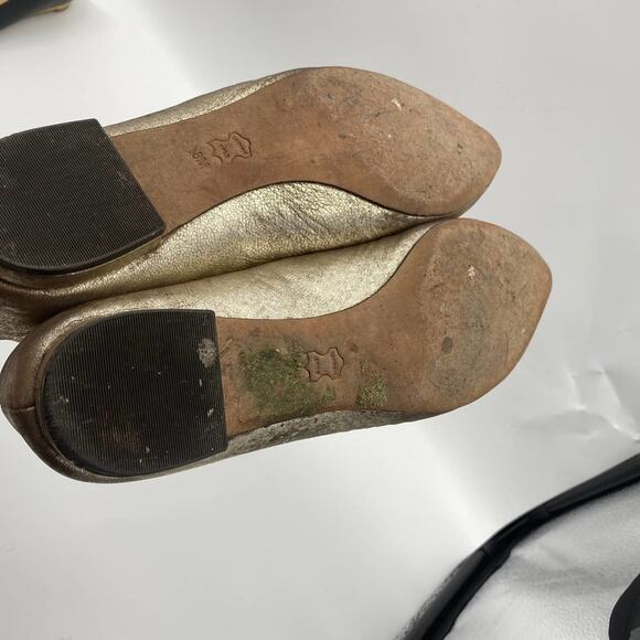 Tory Burch Silver Metallic Leather Ballet Flats Pointed Toe Size 8M - Picture 7 of 9